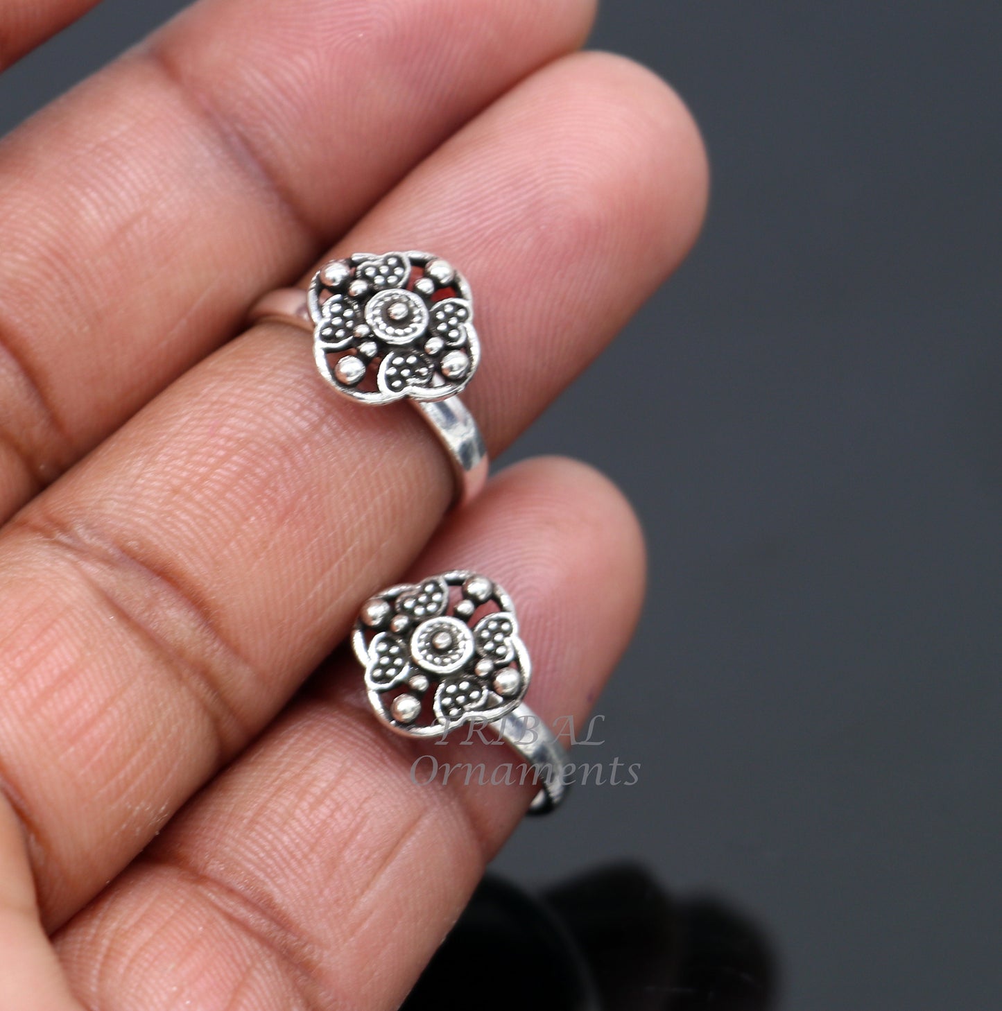 925 sterling silver amazing flower design handmade toe ring, toe band stylish modern women's brides jewelry, india traditional jewelry ytr53 - TRIBAL ORNAMENTS