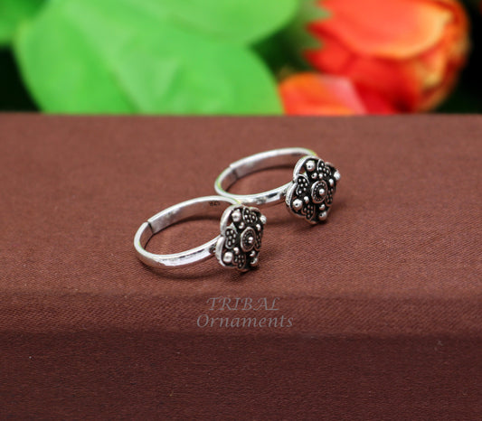 925 sterling silver amazing flower design handmade toe ring, toe band stylish modern women's brides jewelry, india traditional jewelry ytr53 - TRIBAL ORNAMENTS