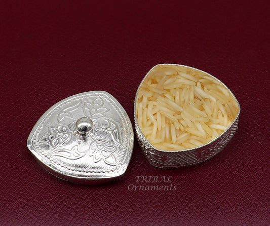 925 sterling silver trinket box, kajal box/casket box bridal polygon shape sindur box collection, container box, eyeliner box gifting stb399 - TRIBAL ORNAMENTS