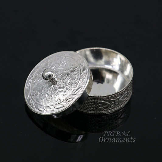 925 sterling silver unique antique design handmade brides eyes kajal box, surma box, kumkum sindur box, small trinket box article stb403 - TRIBAL ORNAMENTS