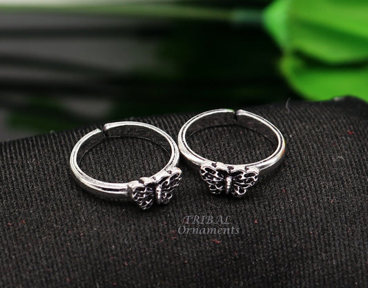 Floral design vintage style handmade 925 sterling silver adjustable toe ring band for brides or girl's best personalized jewelry ytr77 - TRIBAL ORNAMENTS
