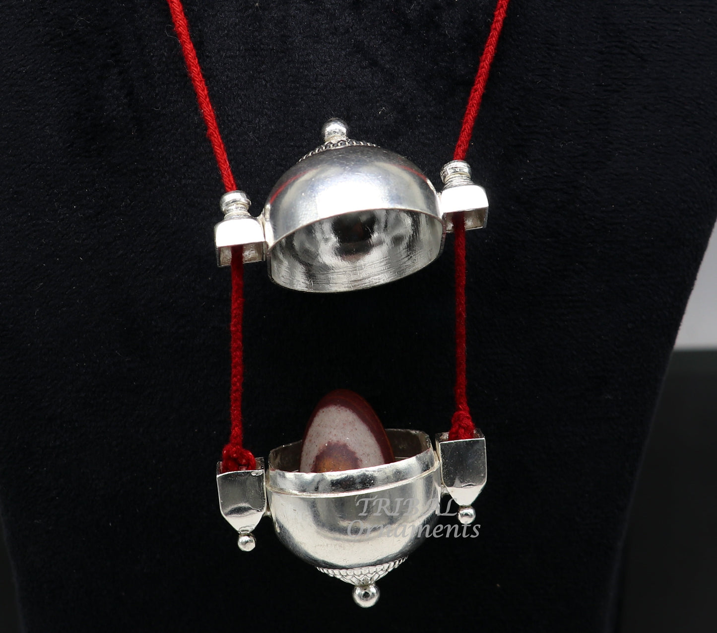 Sterling silver handmade vintage style lord Shiva lingam box pendant, unique stylish box pendant, casket box south india jewelry nsp553 - TRIBAL ORNAMENTS