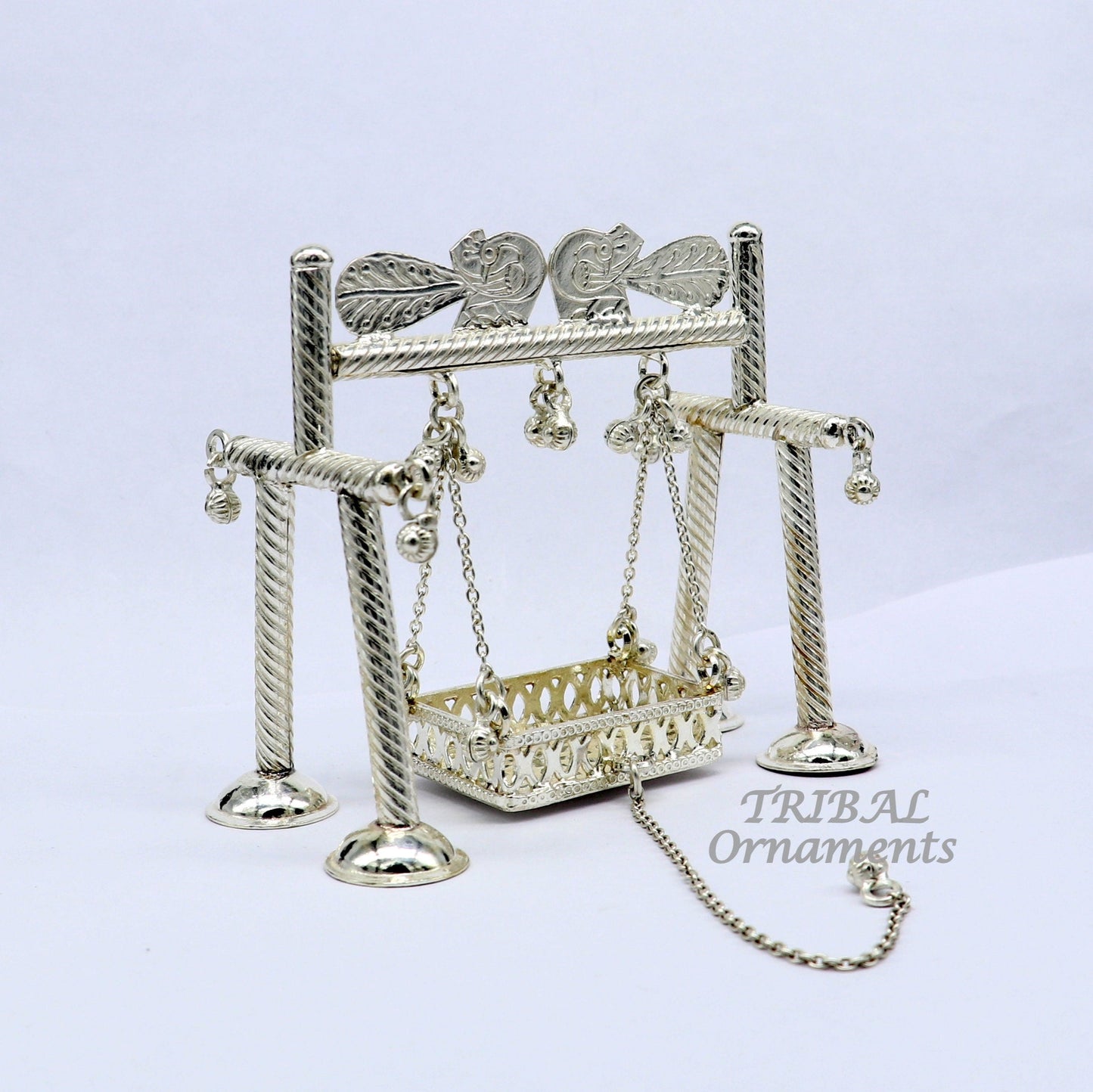 925 Sterling silver handmade Bal Gopala jhula, little Krishna swing, child krishan palana, silver jhula, laddu gopal jhula, silver art su928 - TRIBAL ORNAMENTS
