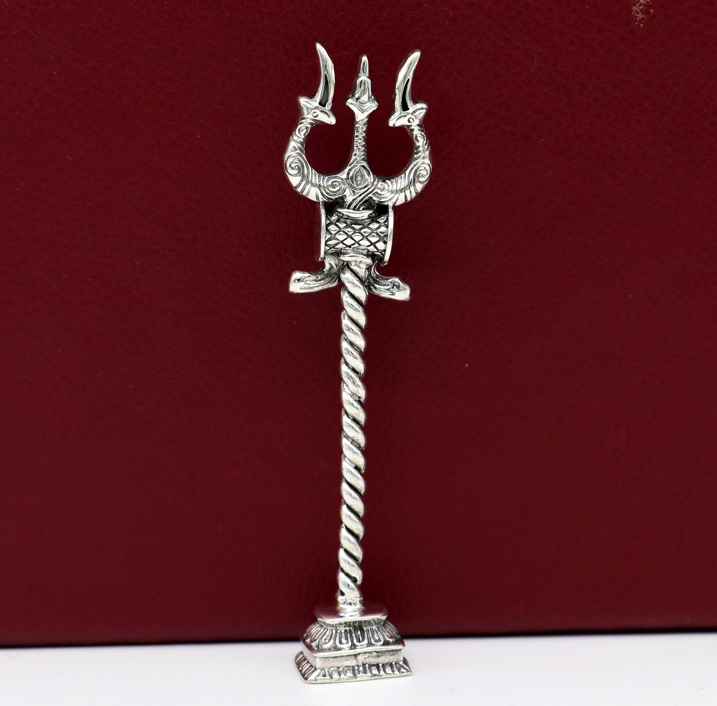 925 Sterling silver handmade lord Shiva trident with Damaru, fabulous craftsmanship Mahadev trishul, best collectible puja article art23 - TRIBAL ORNAMENTS