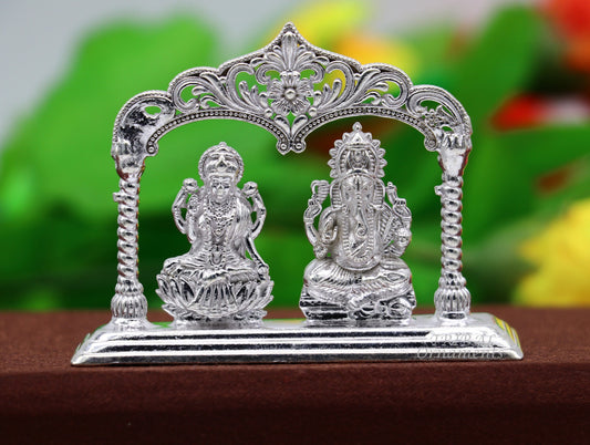 Solid Sterling silver handmade Hindu idols Laxmi Ganesha statue, puja article figurine, home décor Diwali puja gift art560 - TRIBAL ORNAMENTS
