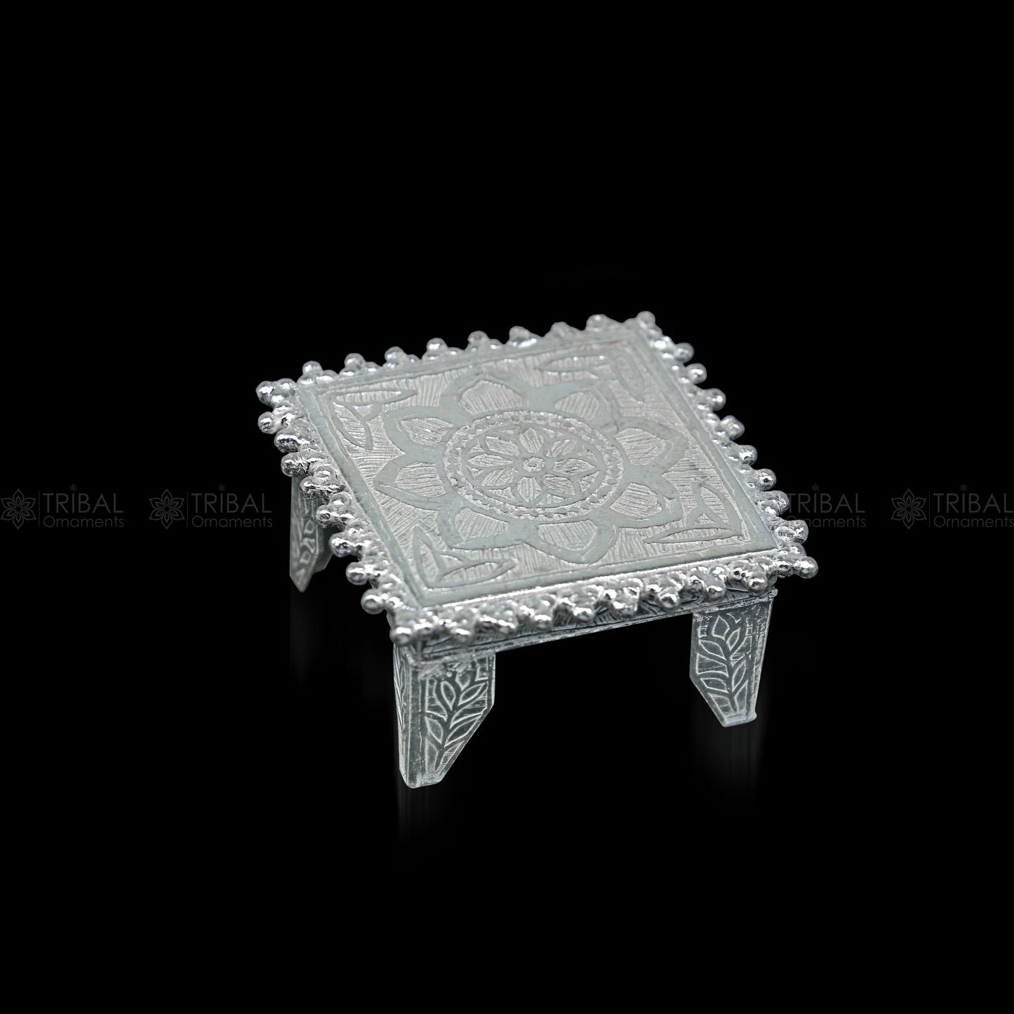 925 Sterling silver handmade customize small square shape table/bazot/chouki,home puja utensils temple art su1321