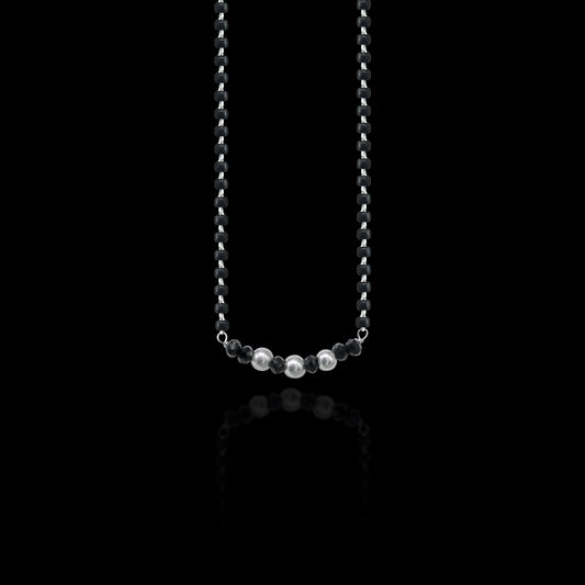 Elegant 925 sterling silver black beads chain necklace, gorgeous small stone design pendant, Mangalsutra chain beaded necklace set639 (Copy)