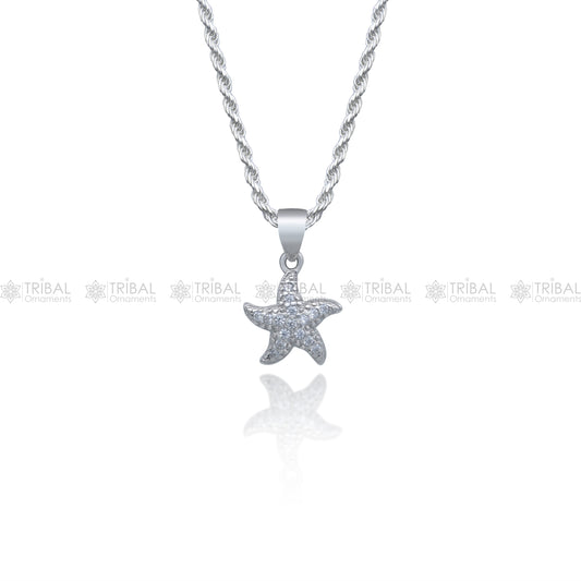 925 Sterling silver star design diamond cubic zirconia stone  pendant nsp979