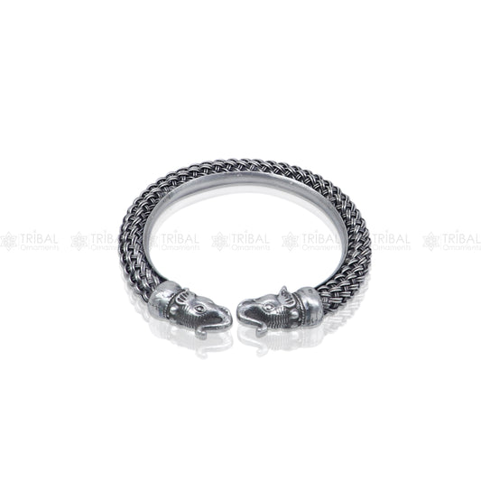 Elephant design 925 sterling silver handmade bangle bracelet kada nsk851