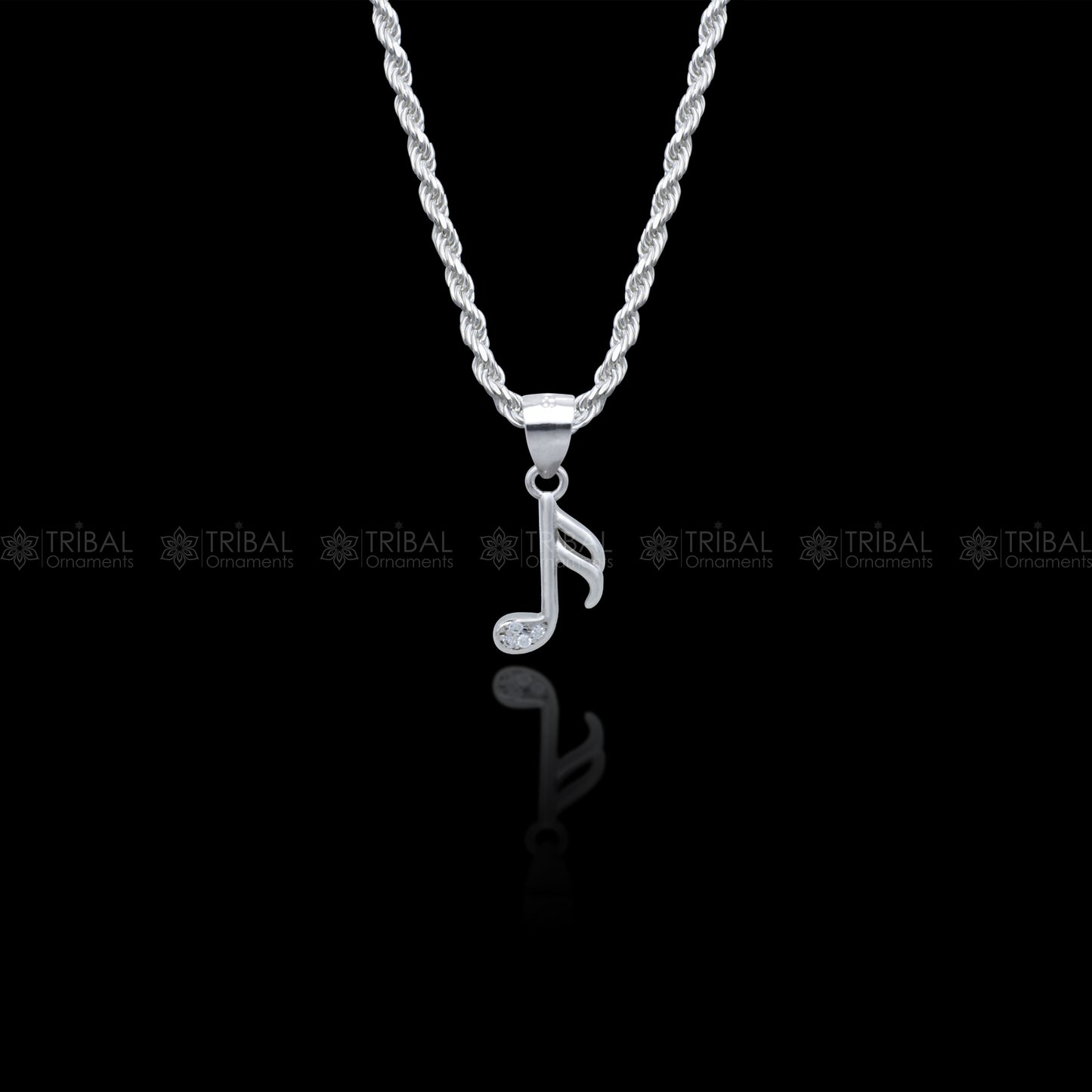 925 Sterling silver music note design  diamond cubic zirconia stone  pendant nsp989