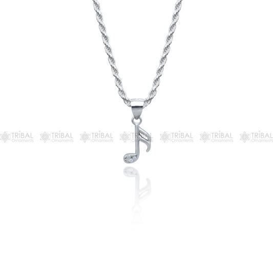 925 Sterling silver music note design  diamond cubic zirconia stone  pendant nsp989