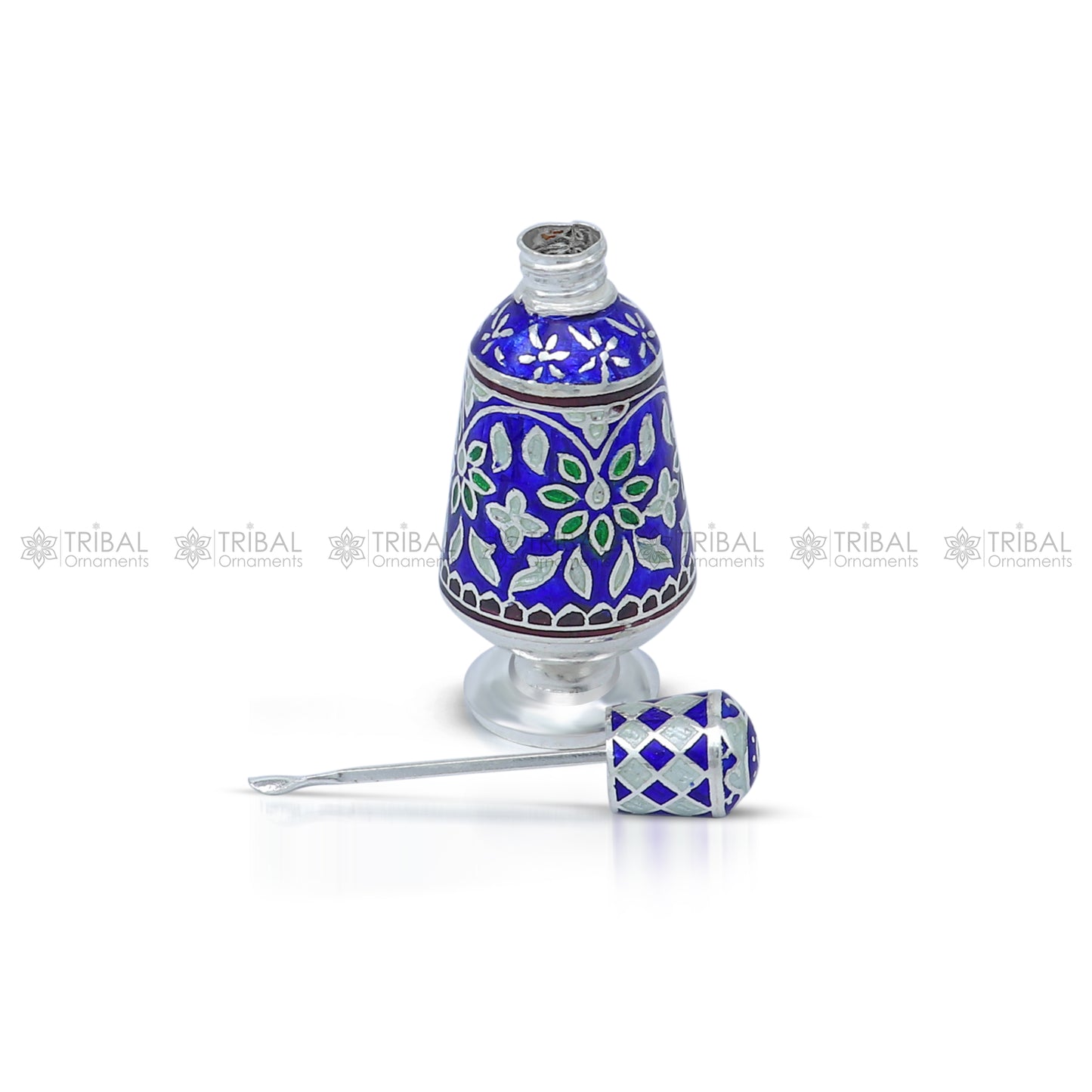 925 Sterling silver handmade fabulous meenakari trinket box, container box, casket box, sindoor box, enamel work customized  box stb861