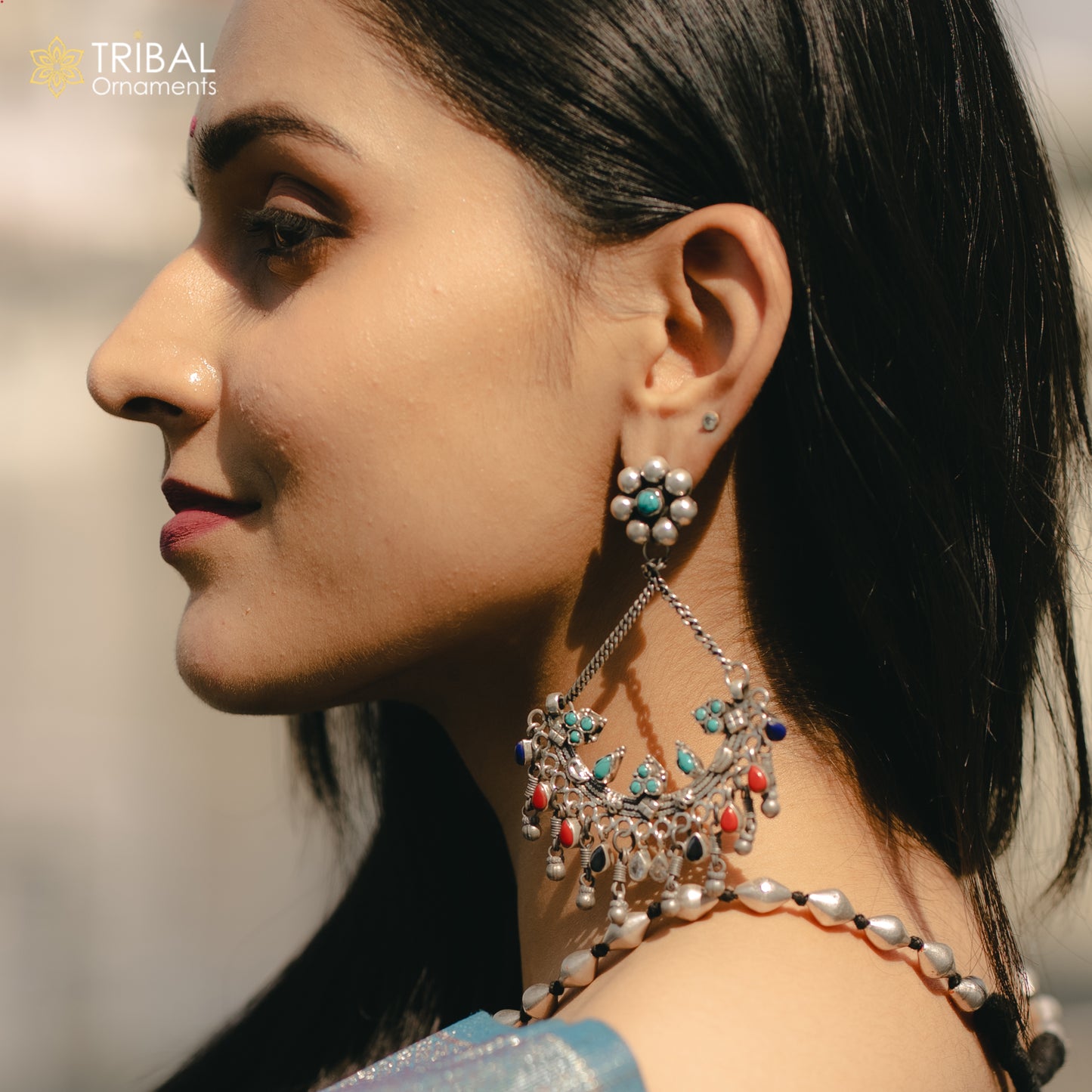 925 sterling silver handmade turquoise and coral stone fabulous long charm earring stud, drop dangle chandbala chandelier style jewelry s724