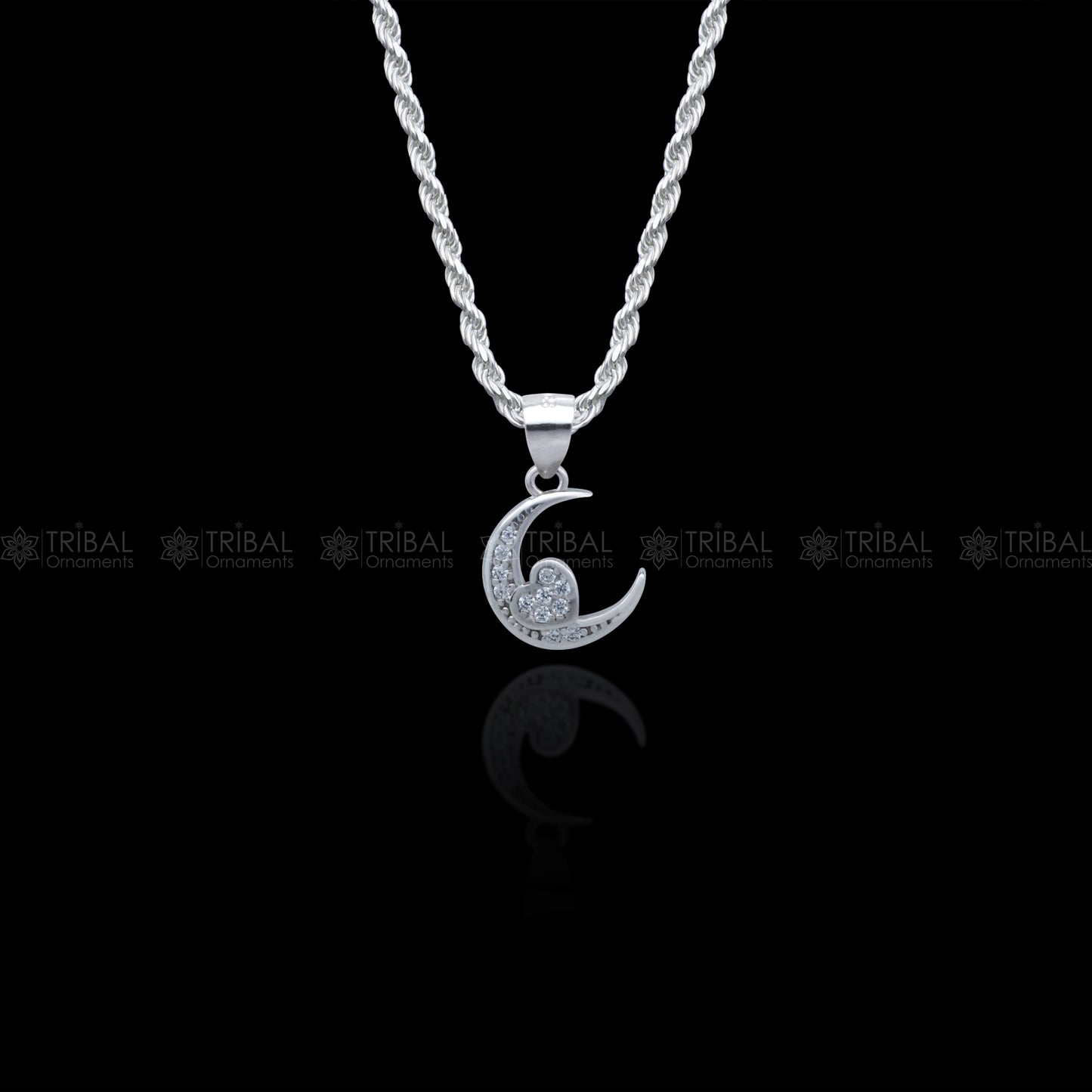 925 Sterling silver moon design  stylish design diamond cubic zirconia stone  pendant nsp981