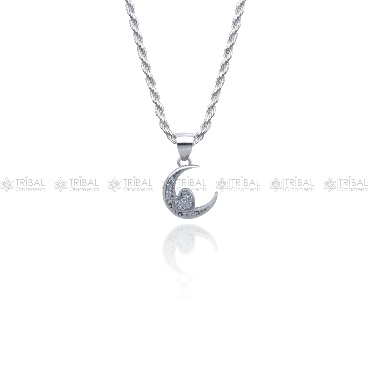 925 Sterling silver moon design  stylish design diamond cubic zirconia stone  pendant nsp981