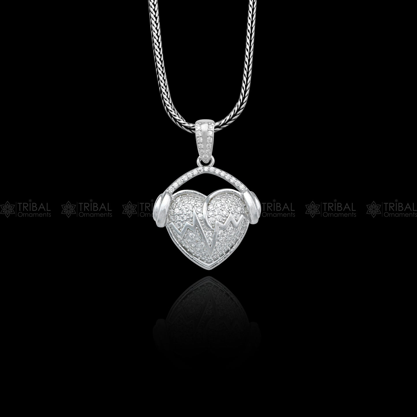 925 Sterling silver heart design rose gold polished pendant nsp950