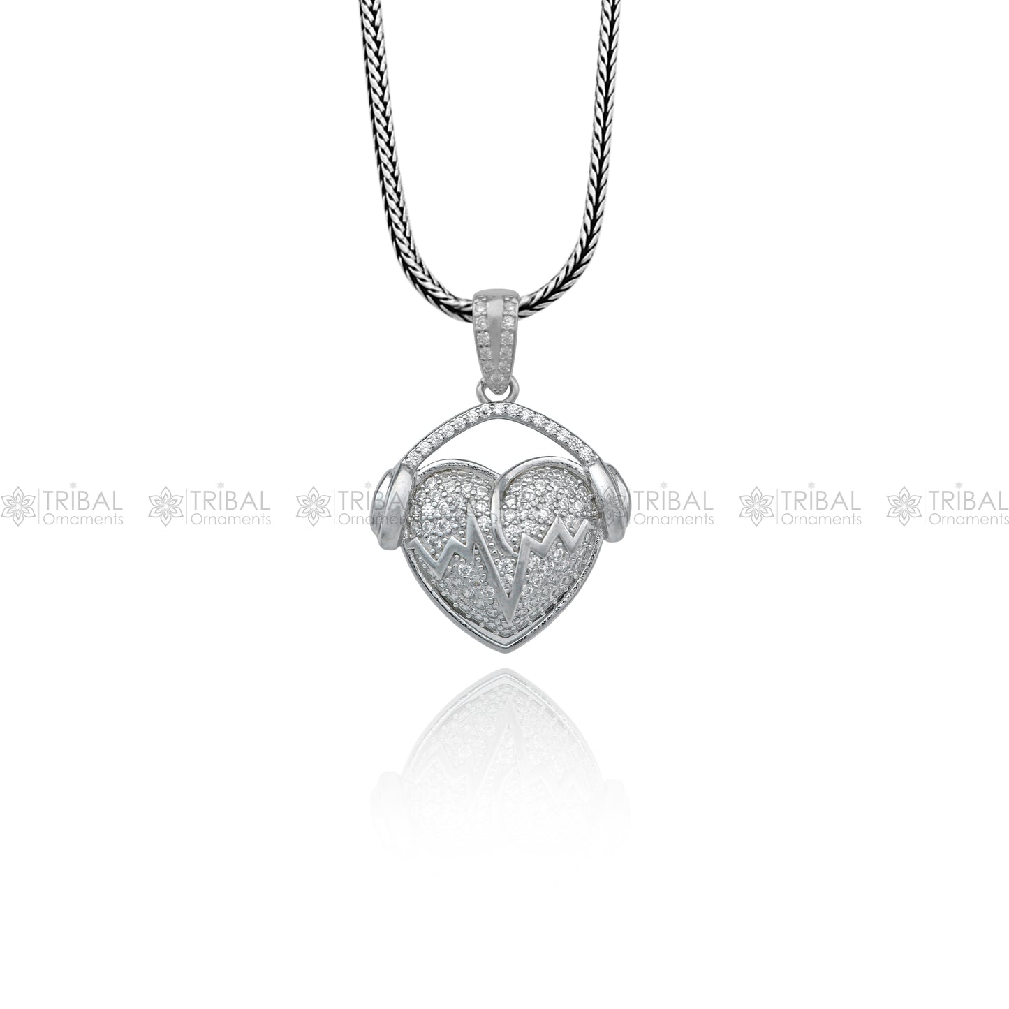 925 Sterling silver heart design rose gold polished pendant nsp950