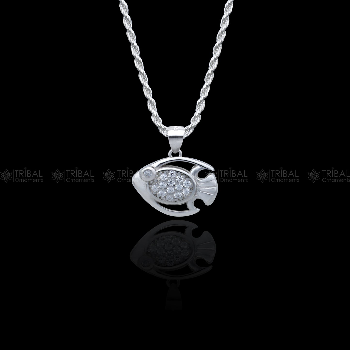 925 Sterling silver fish design  stylish diamond cubic zirconia stone  pendant nsp982