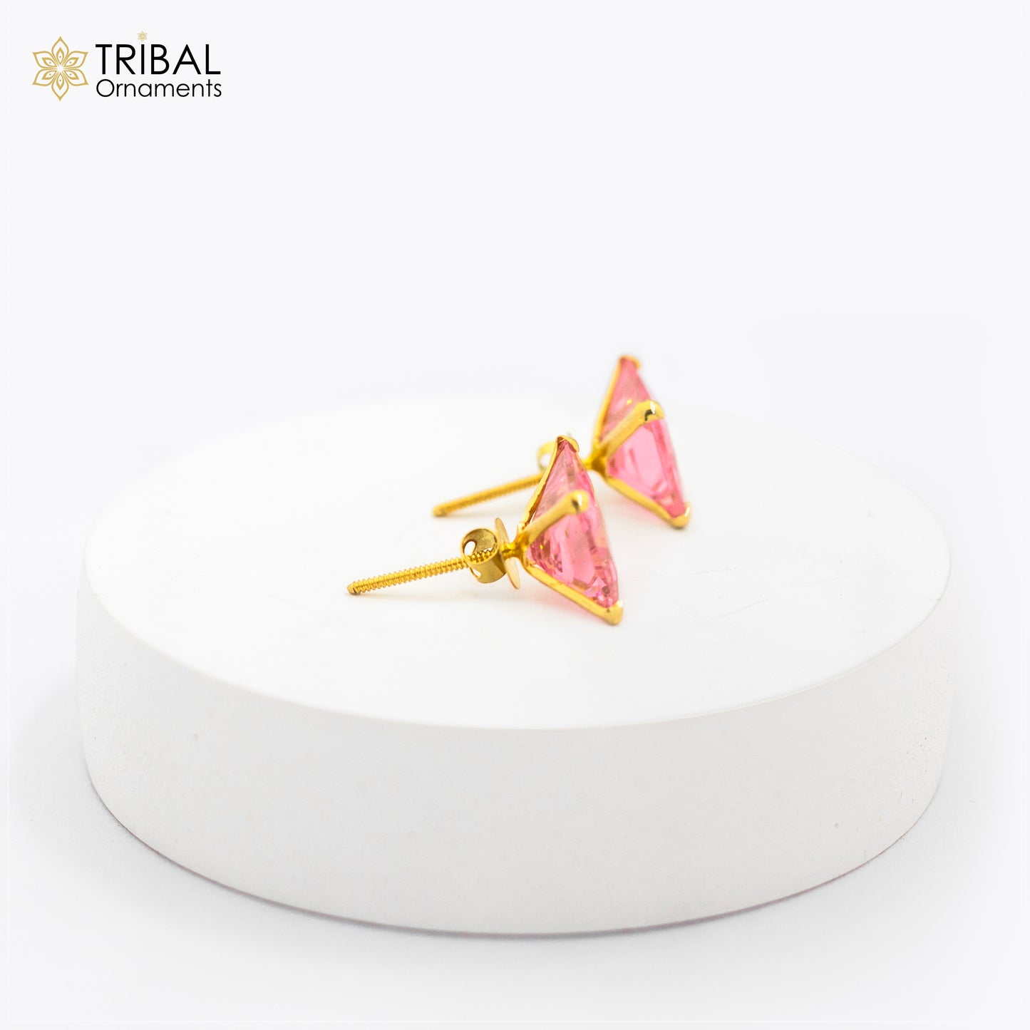 14Kt yellow gold baby pink diamond stud earring for unisex er196