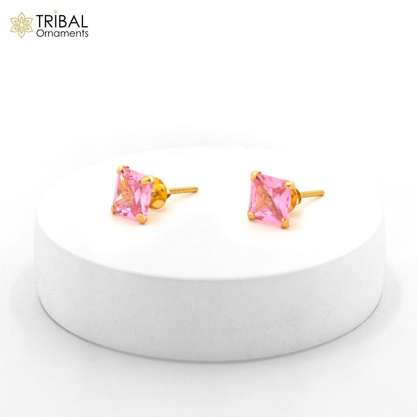 14Kt yellow gold baby pink diamond stud earring for unisex er196