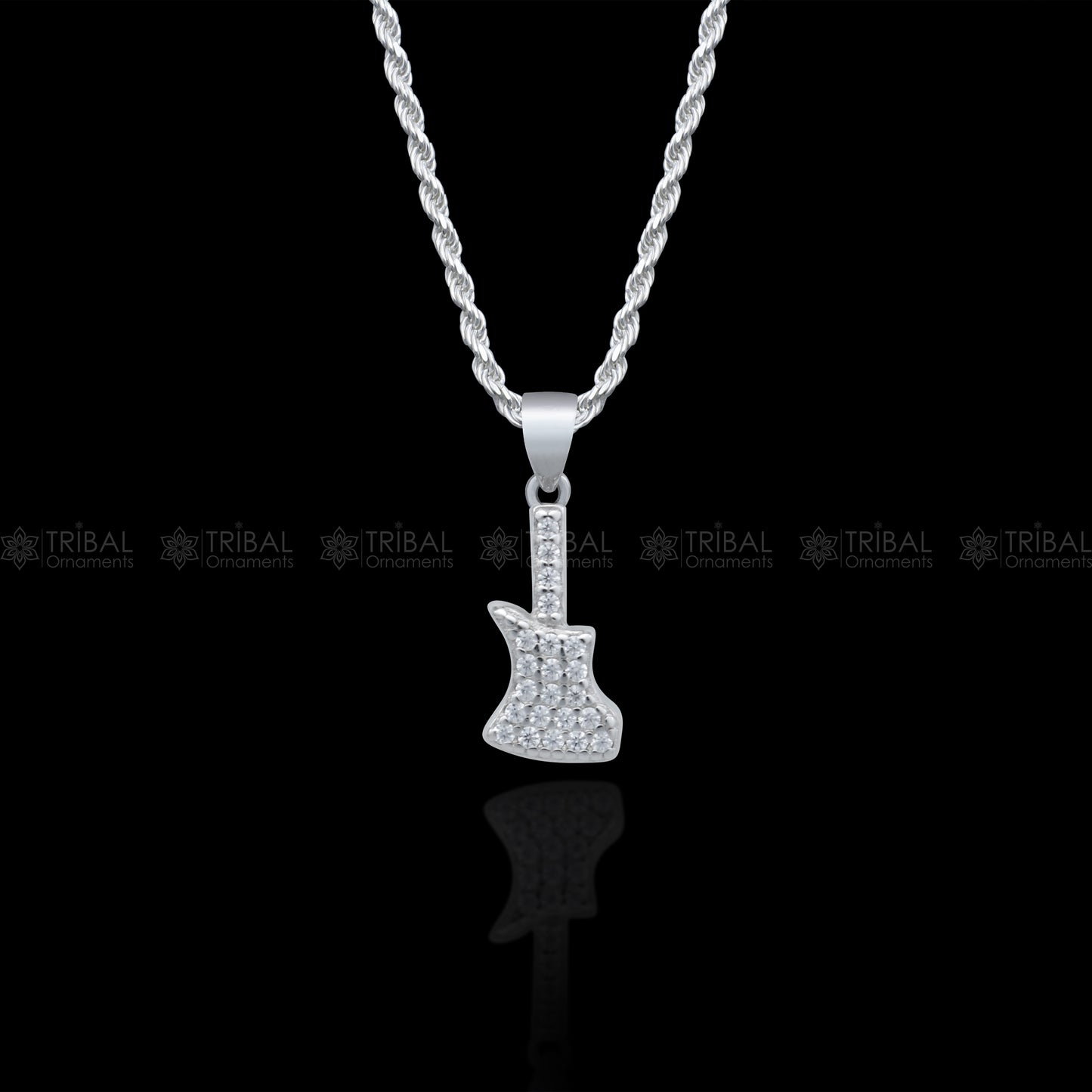 925 Sterling silver guitar diamond cubic zirconia stone  pendant nsp984