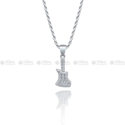 925 Sterling silver guitar diamond cubic zirconia stone  pendant nsp984