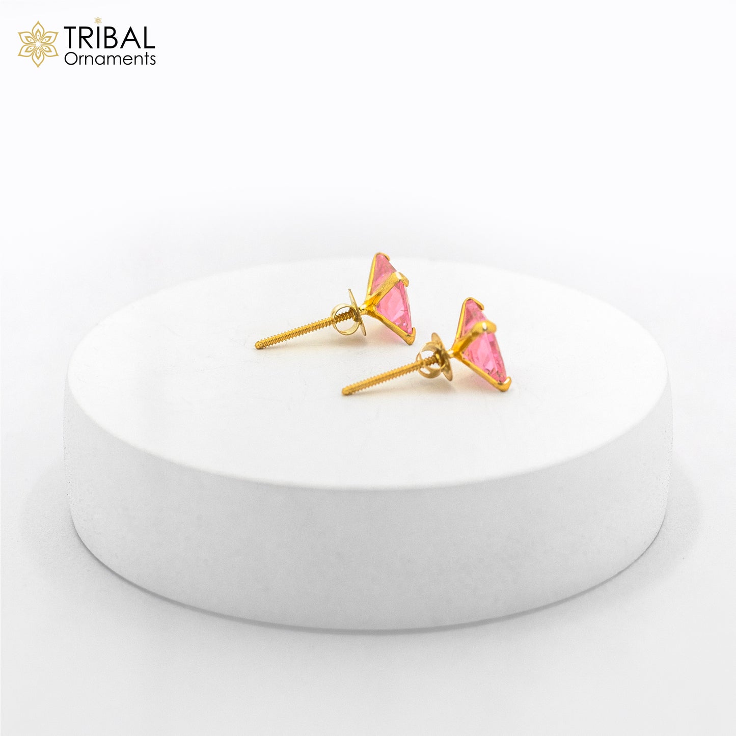 14Kt yellow gold baby pink diamond stud earring for unisex er196