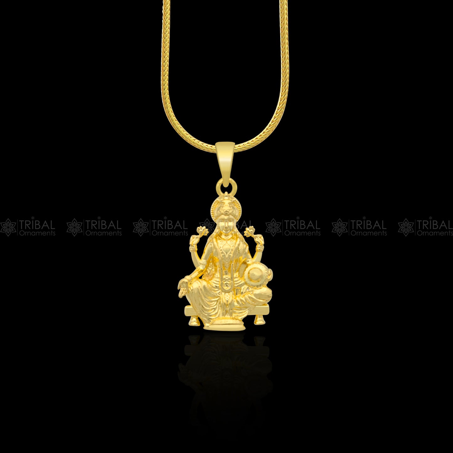 925 sterling silver gold polished Lord Maha Laxmi ji divine pendant nsp902