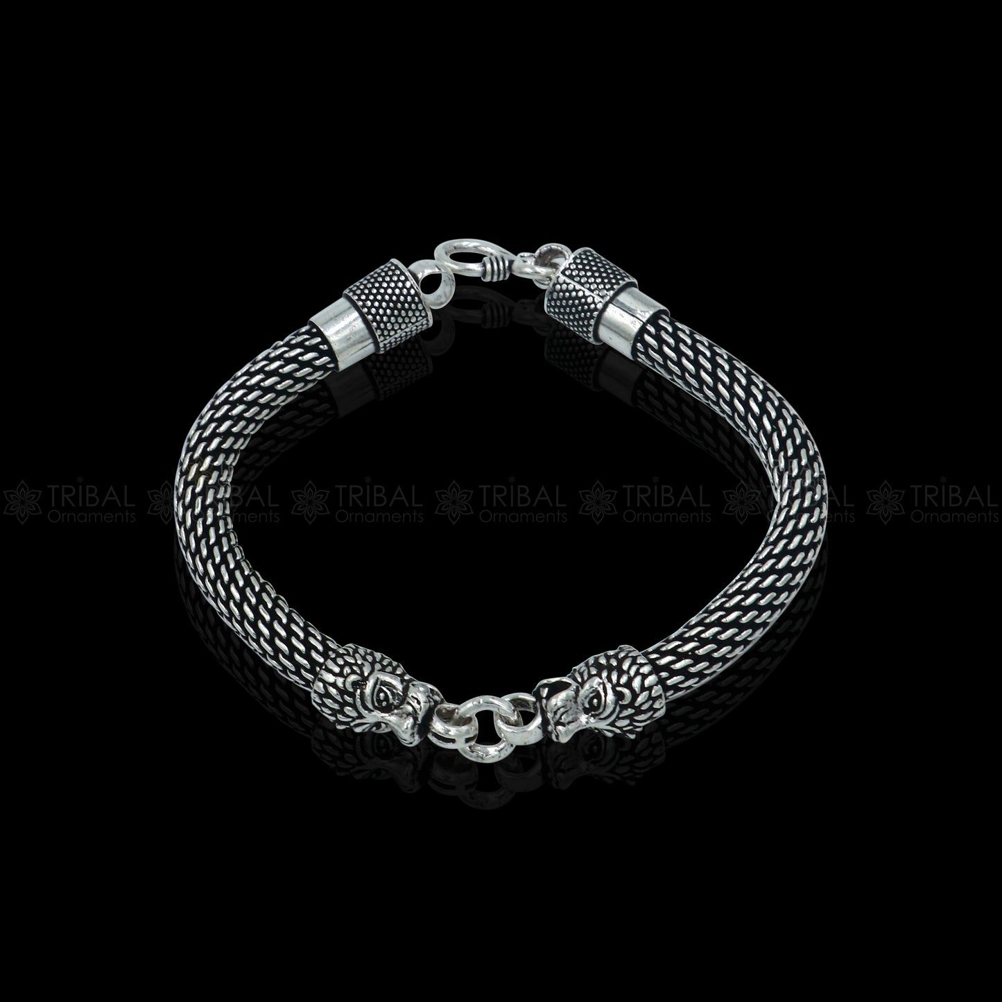 925 Sterling silver handmade solid lion face design chain bracelet flexible bracelet unisex jewelry from india  sbr755