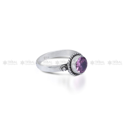 925 sterling silver pink colour stone ring Jewelry sr734