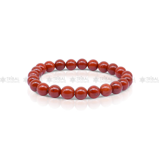 Earthy Elegance: Red Jasper Bracelet” stnbr107 - TRIBAL ORNAMENTS