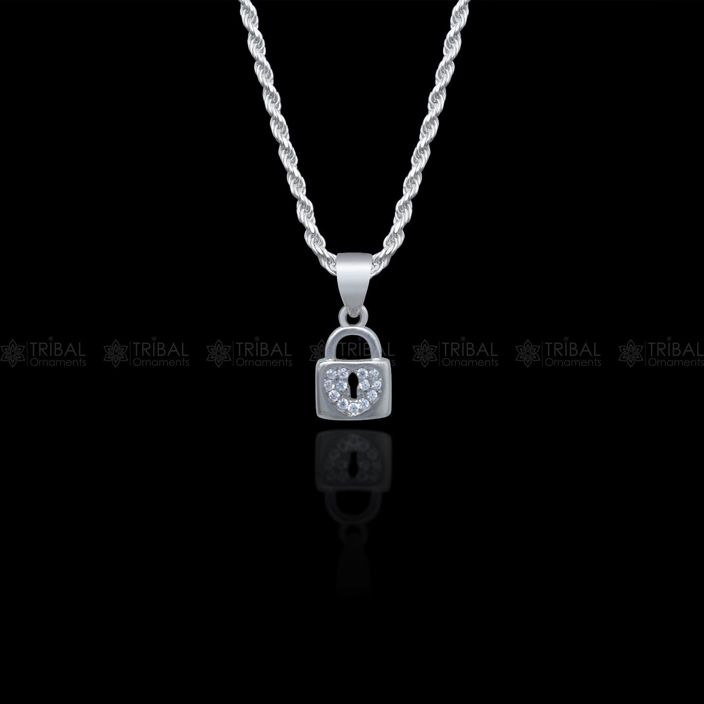 925 Sterling silver lock shape diamond cubic zirconia stone  pendant nsp985