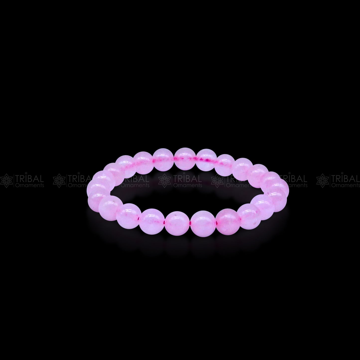 Rose Quartz Certified Healing Crystal Bracelet Infused with the gentle energy of Rose Quartz, this bracelet promotes unconditional love and compassion stnbr110 - TRIBAL ORNAMENTS