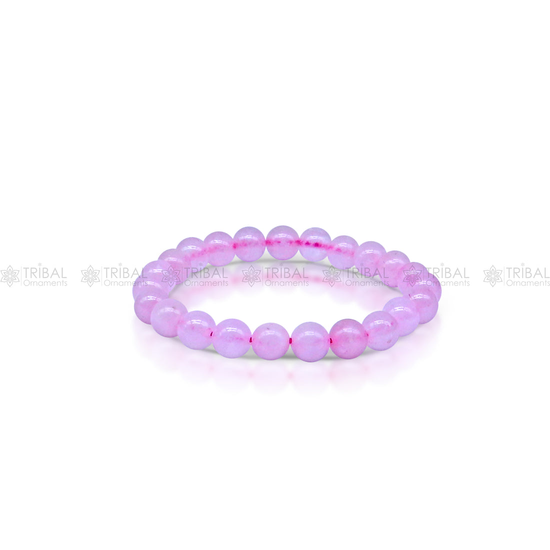 Rose Quartz Certified Healing Crystal Bracelet Infused with the gentle energy of Rose Quartz, this bracelet promotes unconditional love and compassion stnbr110 - TRIBAL ORNAMENTS