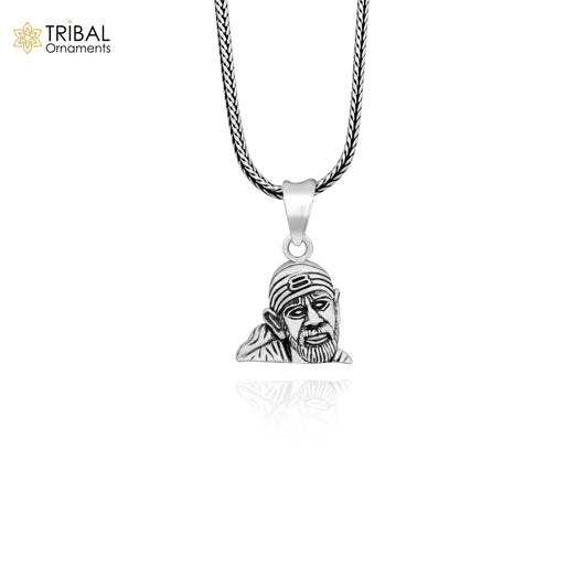 Idol Sai Baba pendant 925 sterling silver handmade amazing stylish unisex pendant locket personalized jewelry tribal jewelry ssp901