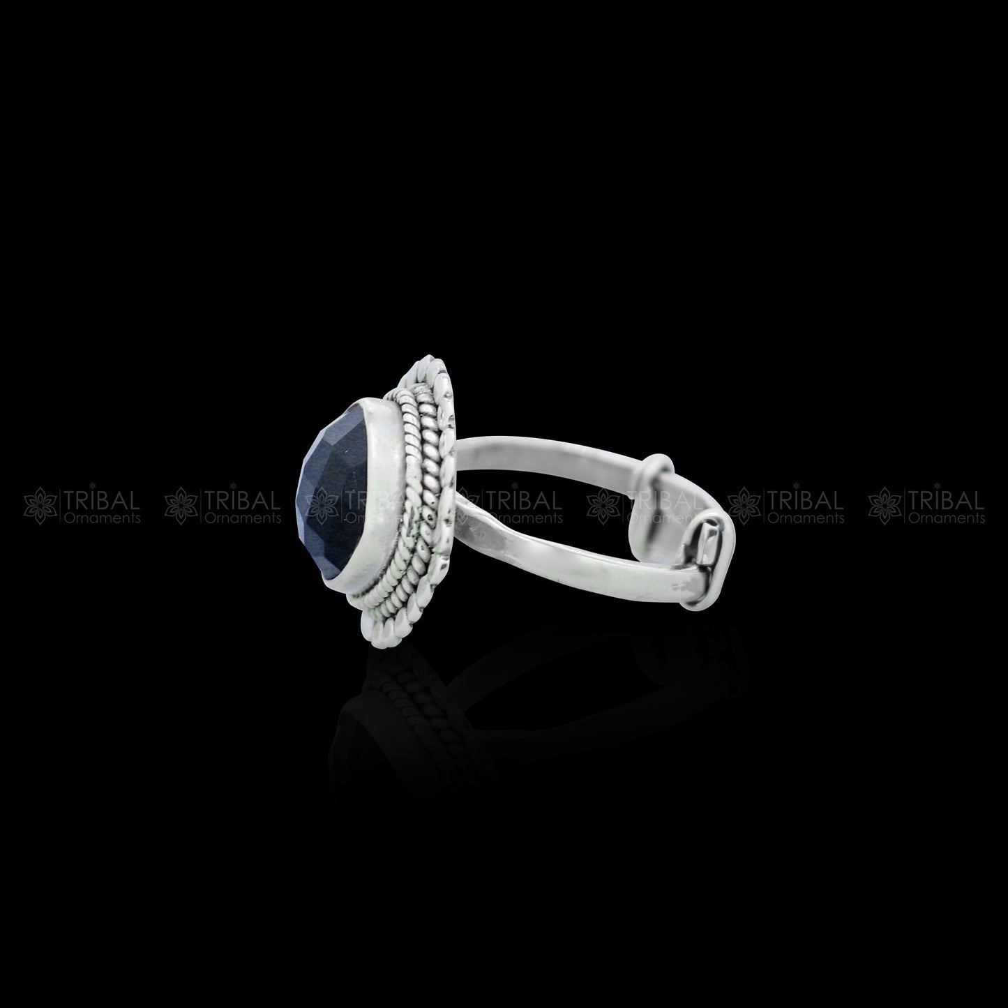 925 sterling silver black colour stone ring Jewelry sr732