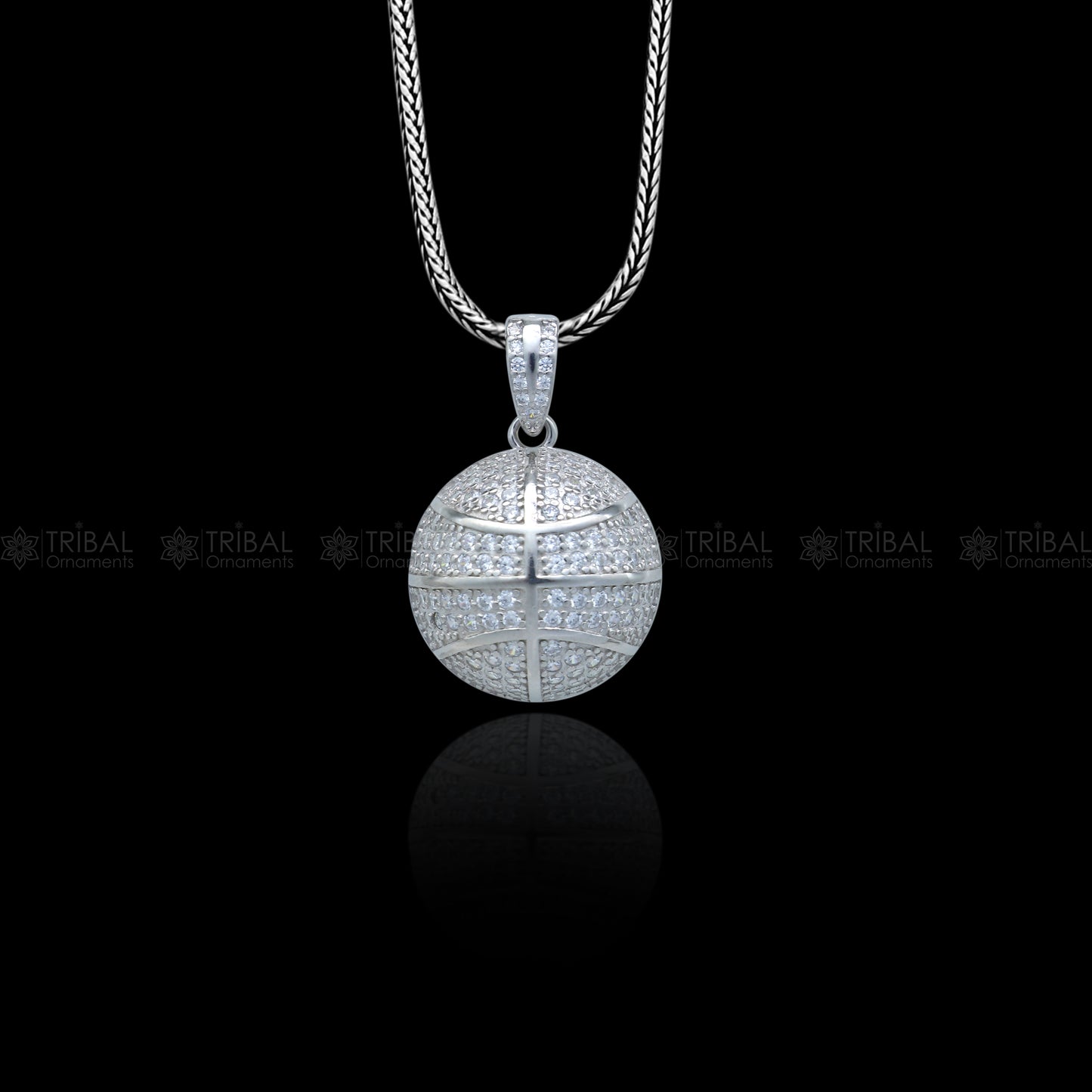 925 Sterling silver basket ball ( sports ) pendant nsp957