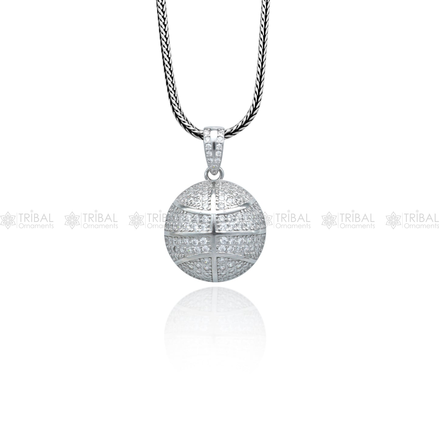 925 Sterling silver basket ball ( sports ) pendant nsp957