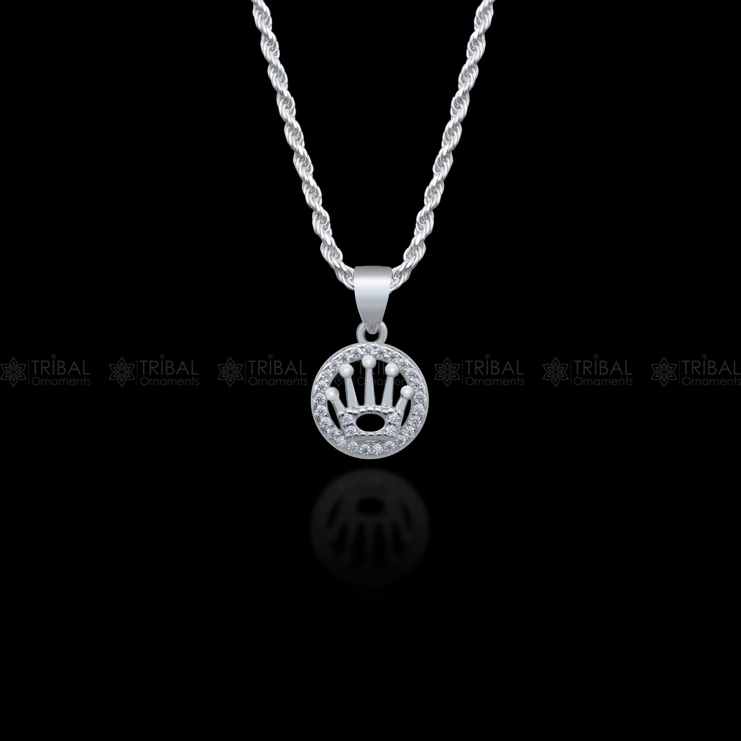 925 Sterling silver crown design  diamond cubic zirconia stone  pendant nsp990