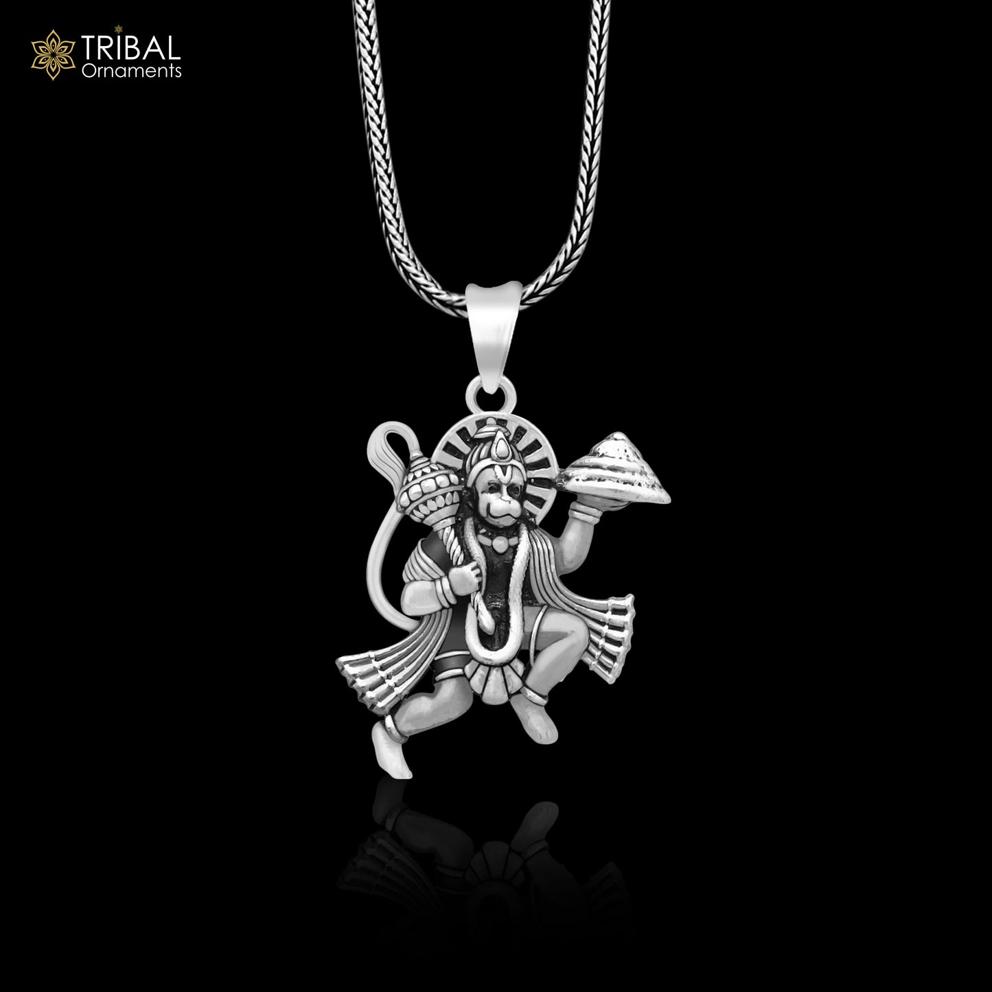 925 sterling silver handmade Hindu idol God Lord hanuman flying pendant, amazing divine lord bajarangbali pendant gifting jewelry NSP815