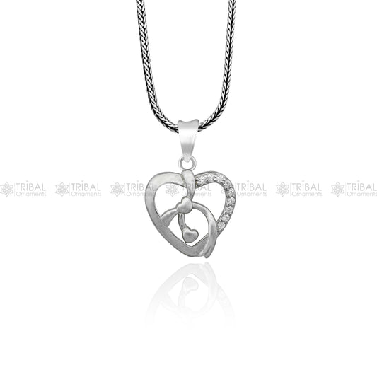 925 Sterling silver heart design diamond pendant nsp934