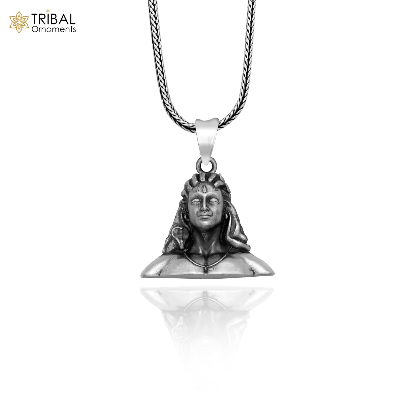 925 sterling silver lord Adiyogi shiva divine Pendant with chain tribal jewellery nsp1012