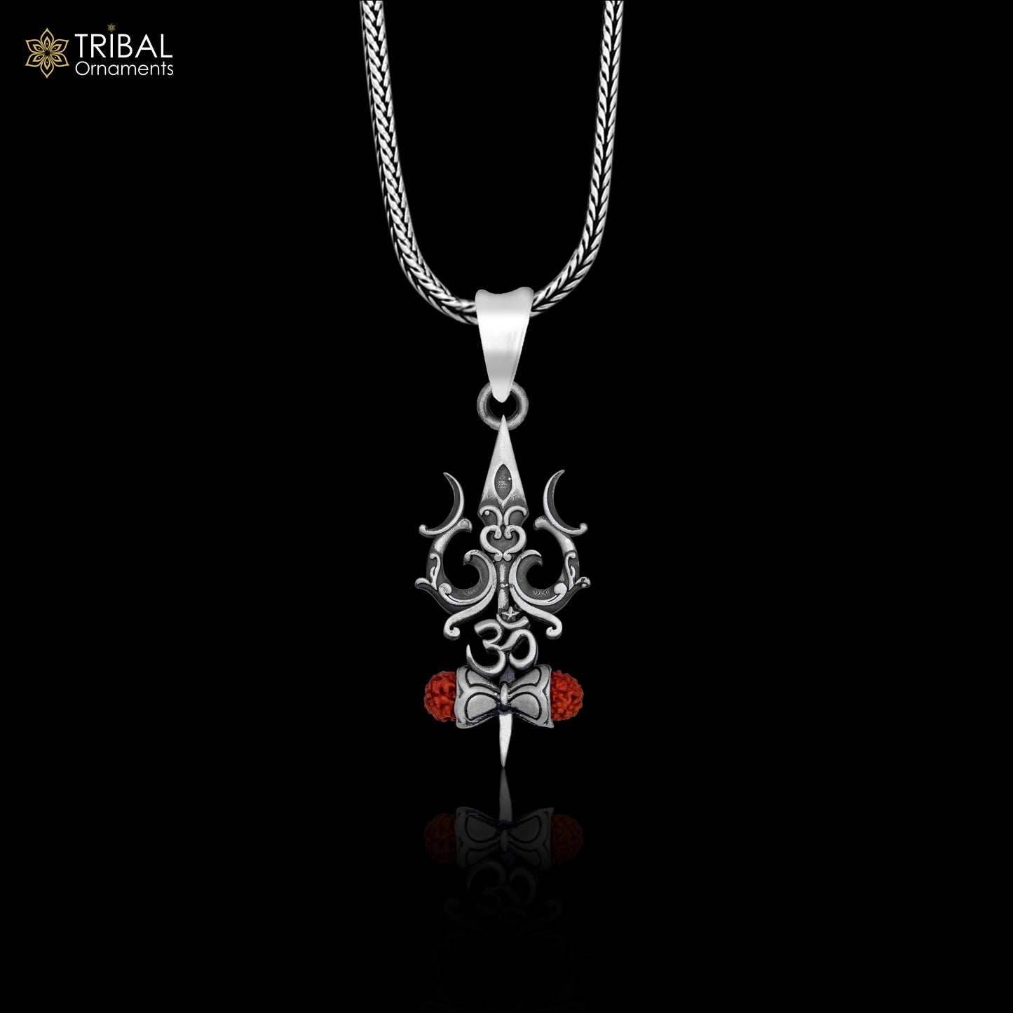 925 sterling silver lord shiva trident ( trishul ) Pendant with chain tribal jewellery nsp1013