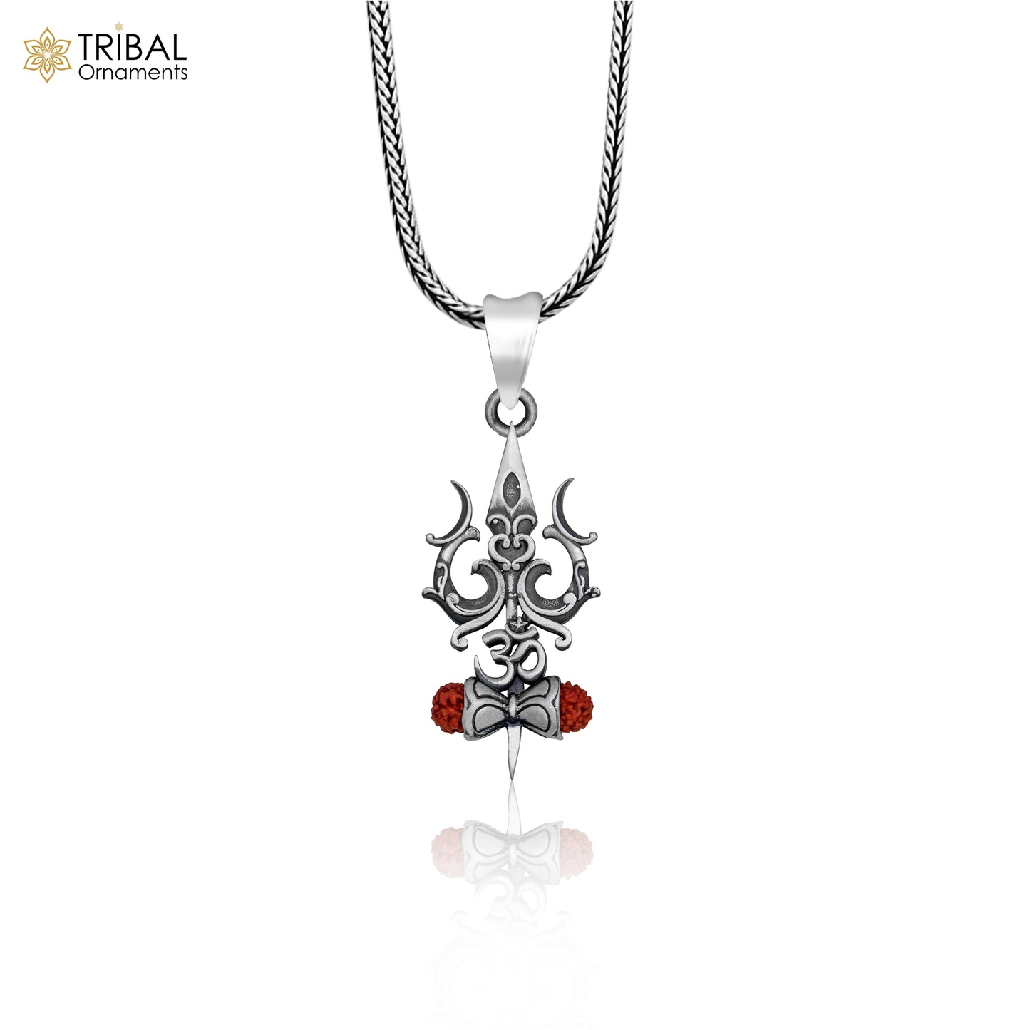 925 sterling silver lord shiva trident ( trishul ) Pendant with chain tribal jewellery nsp1013