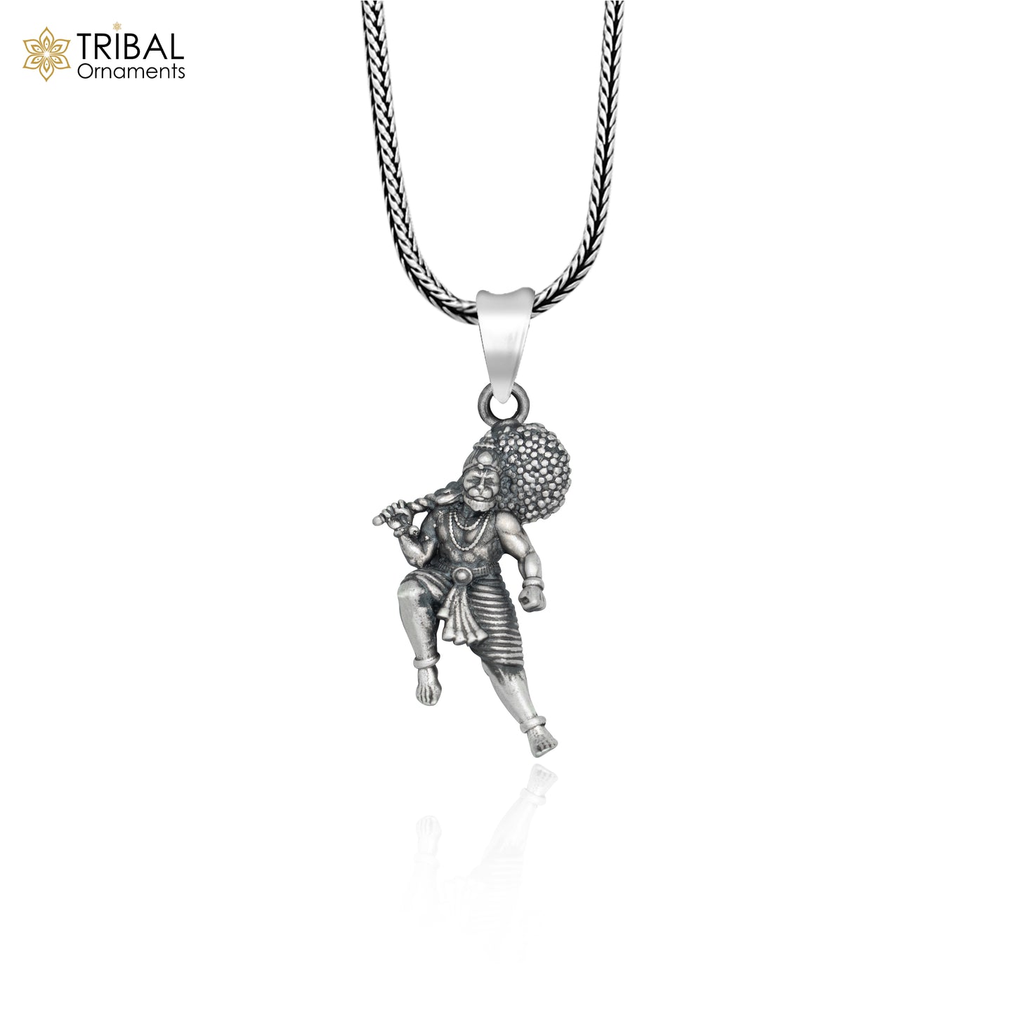 925 sterling silver lord Hanuman ji divine Pendant with chain tribal jewellery nsp1014