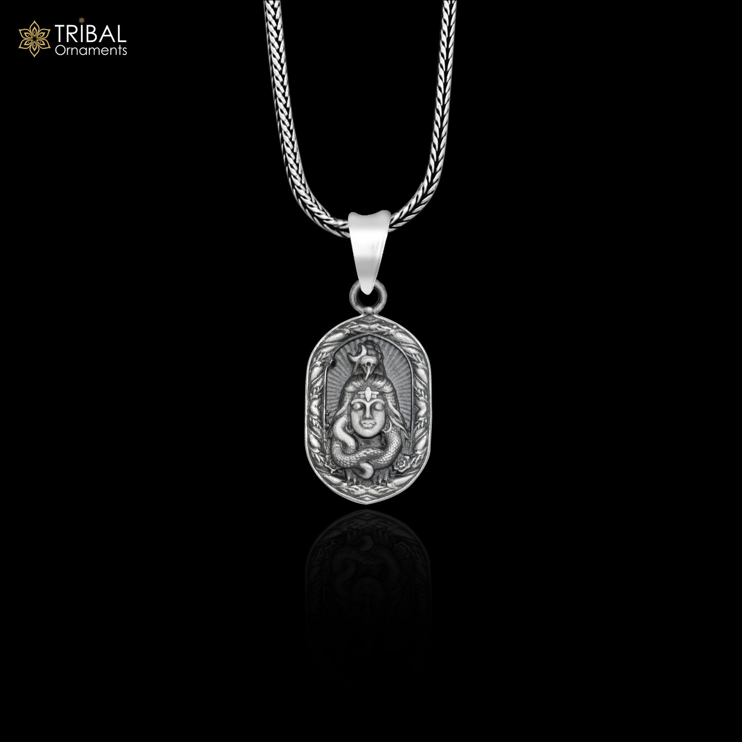 925 sterling silver lord shiv ji (Malakal) divine Pendant  with chain tribal jewellery nsp1015