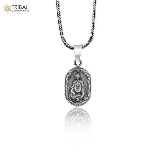 925 sterling silver lord shiv ji (Malakal) divine Pendant  with chain tribal jewellery nsp1015