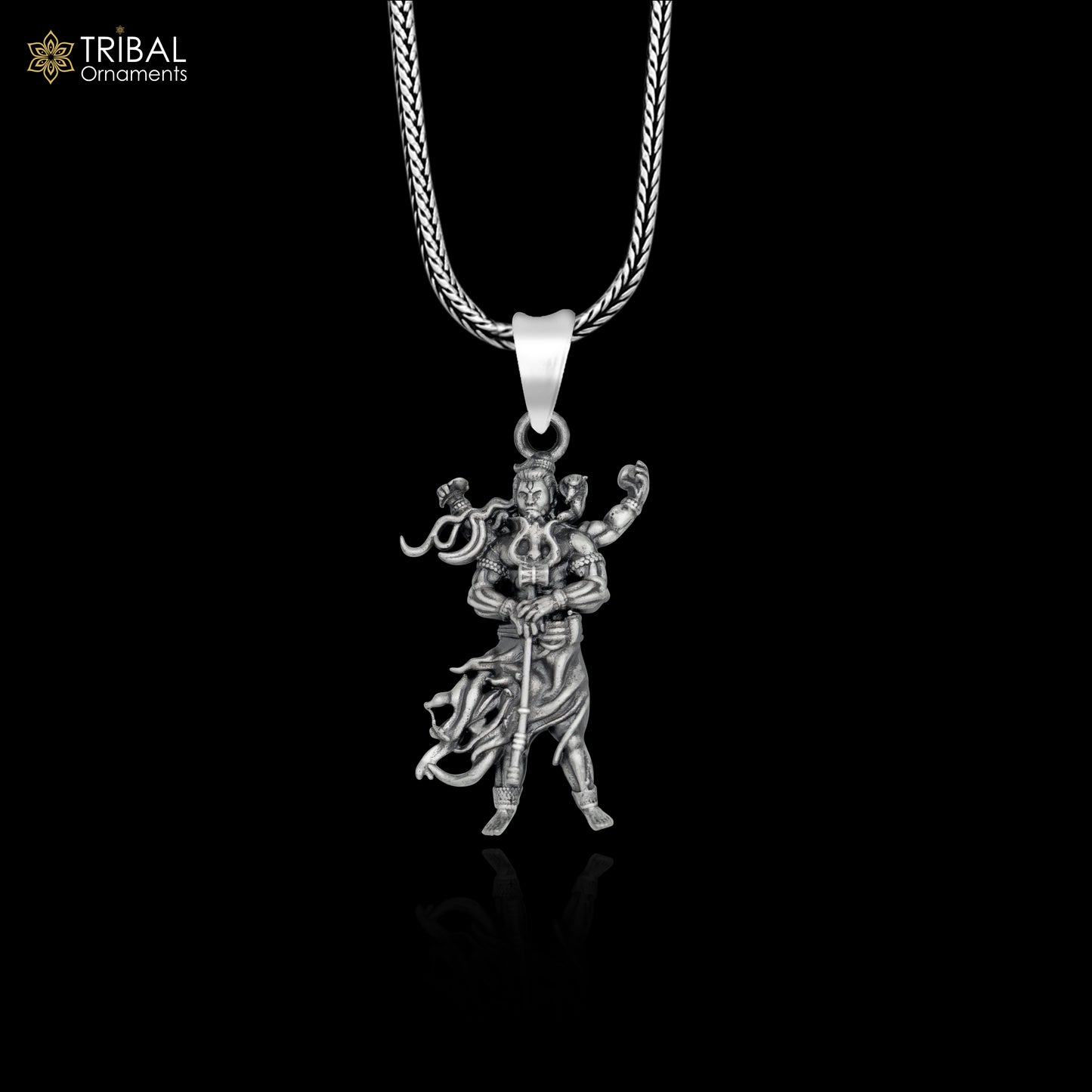 925 sterling silver lord Shiva divine Pendant  with chain tribal jewellery nsp1016