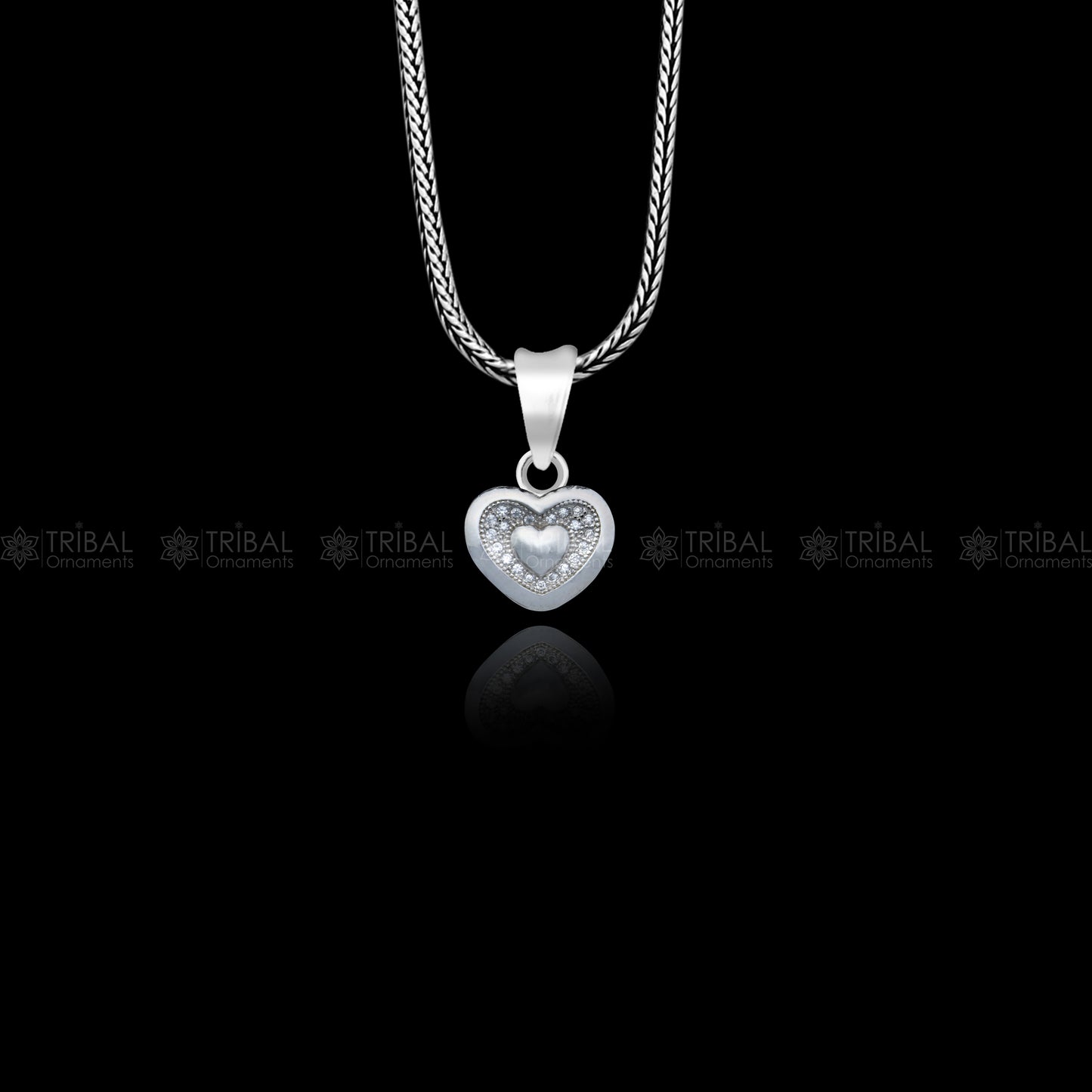 925 Sterling silver heart design diamond pendant nsp935