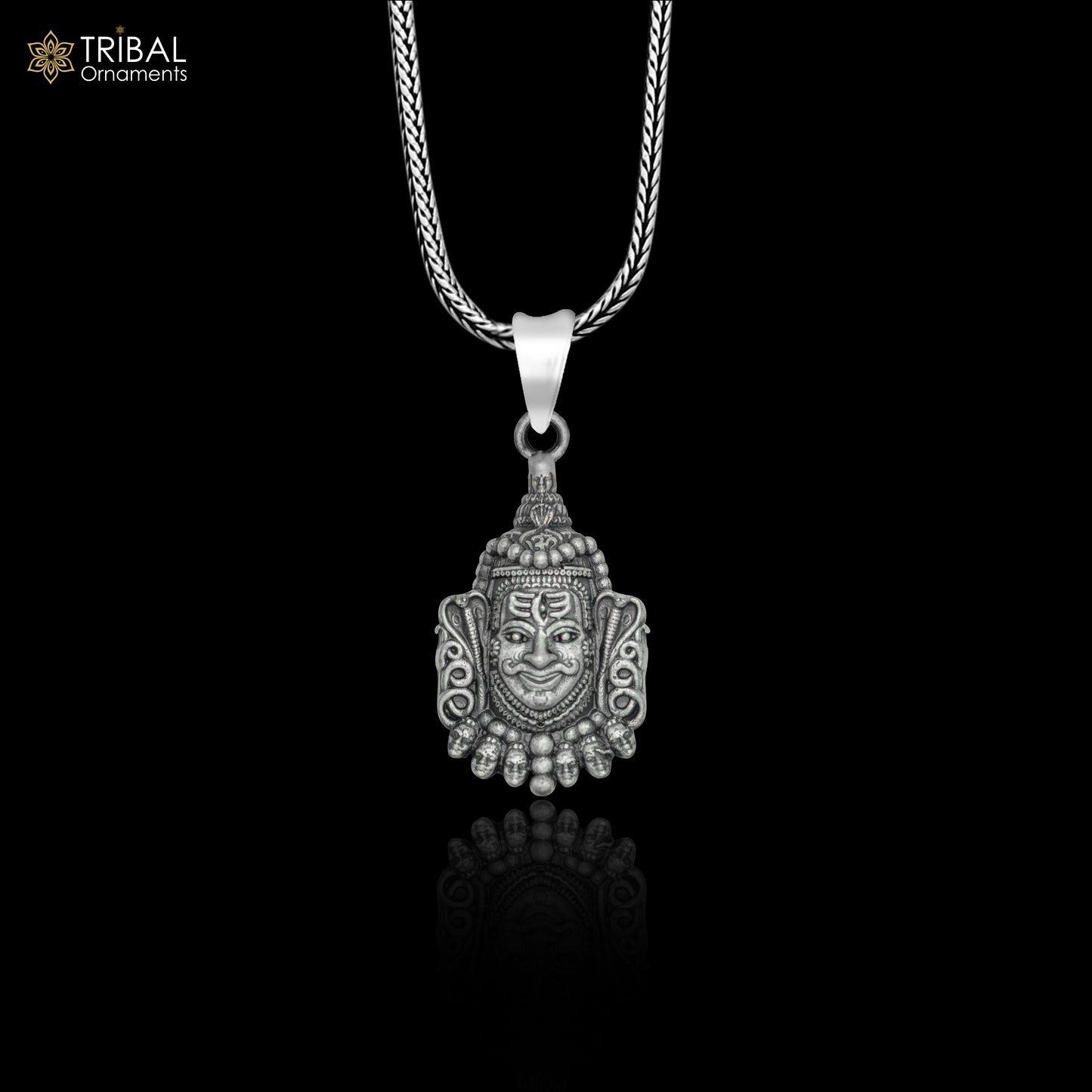 925 sterling silver lord Mahakal  divine Pendant  with chain tribal jewellery nsp1017